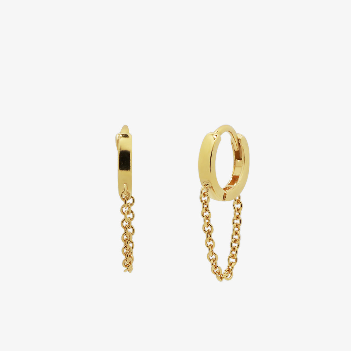 Chain drop huggie earring-0
