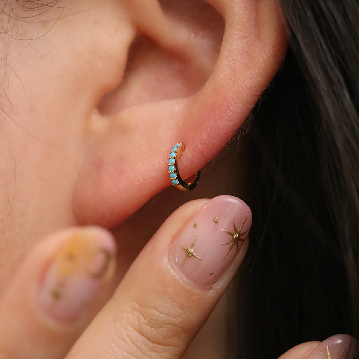 Turquoise Huggie Earrings-3