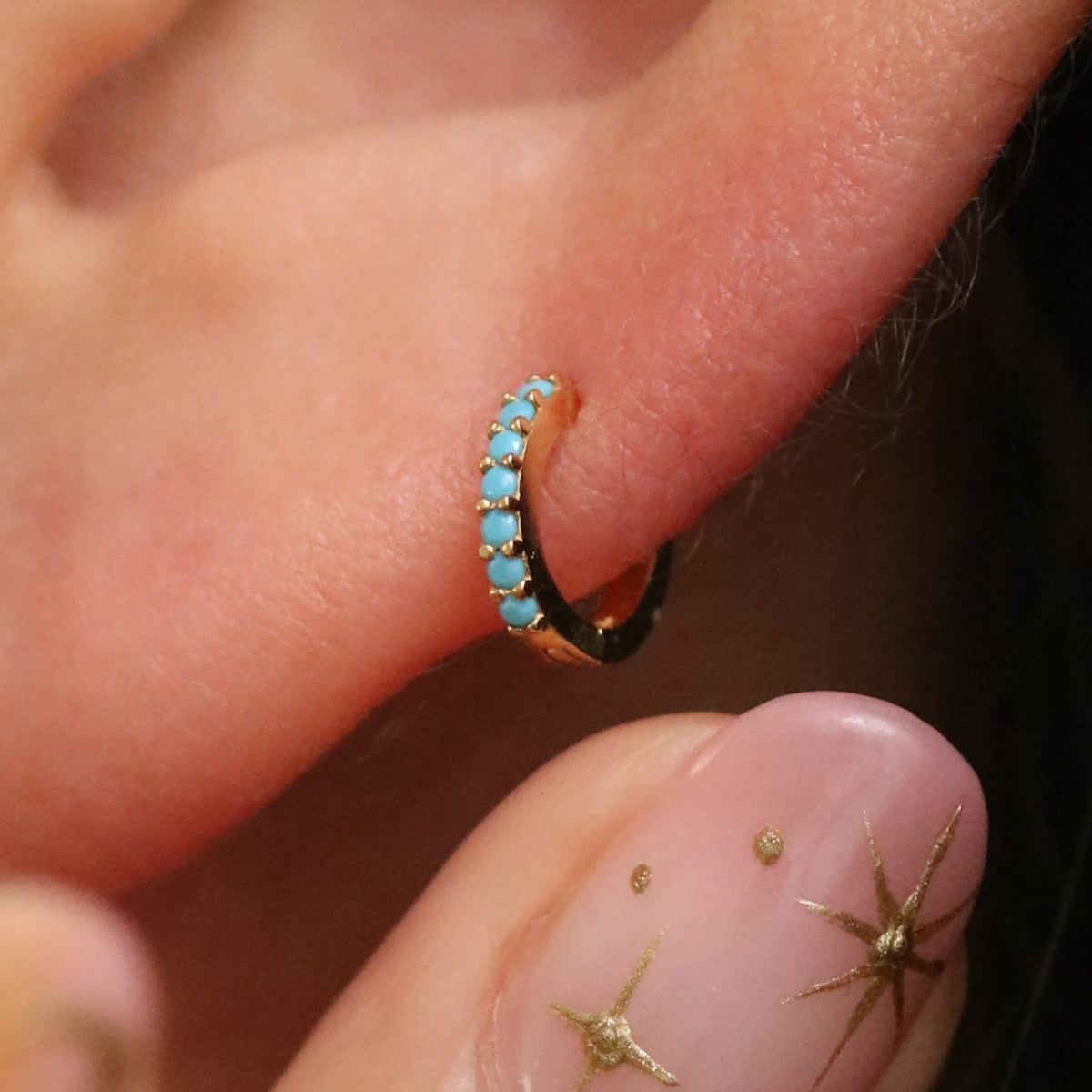 Turquoise Huggie Earrings-2
