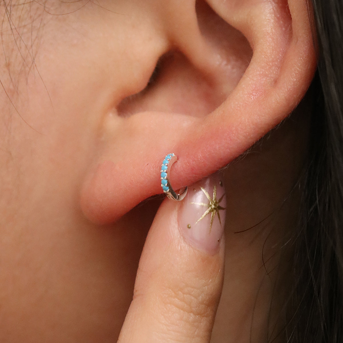 Turquoise Huggie Earrings-4