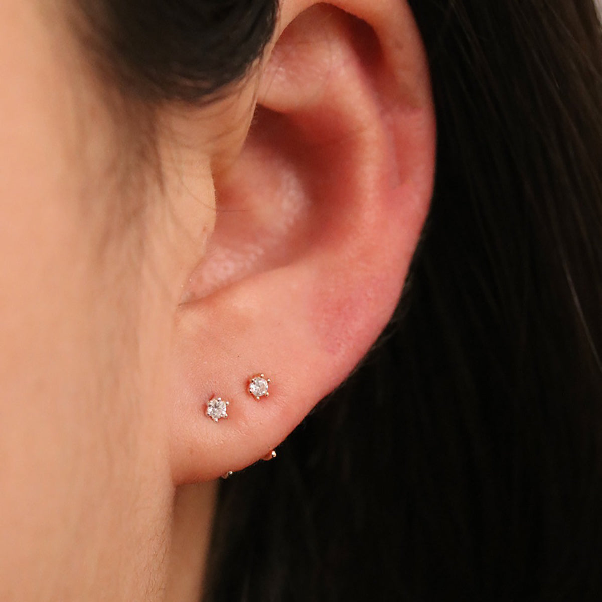 Simple Cubic Open Huggie Earring-3