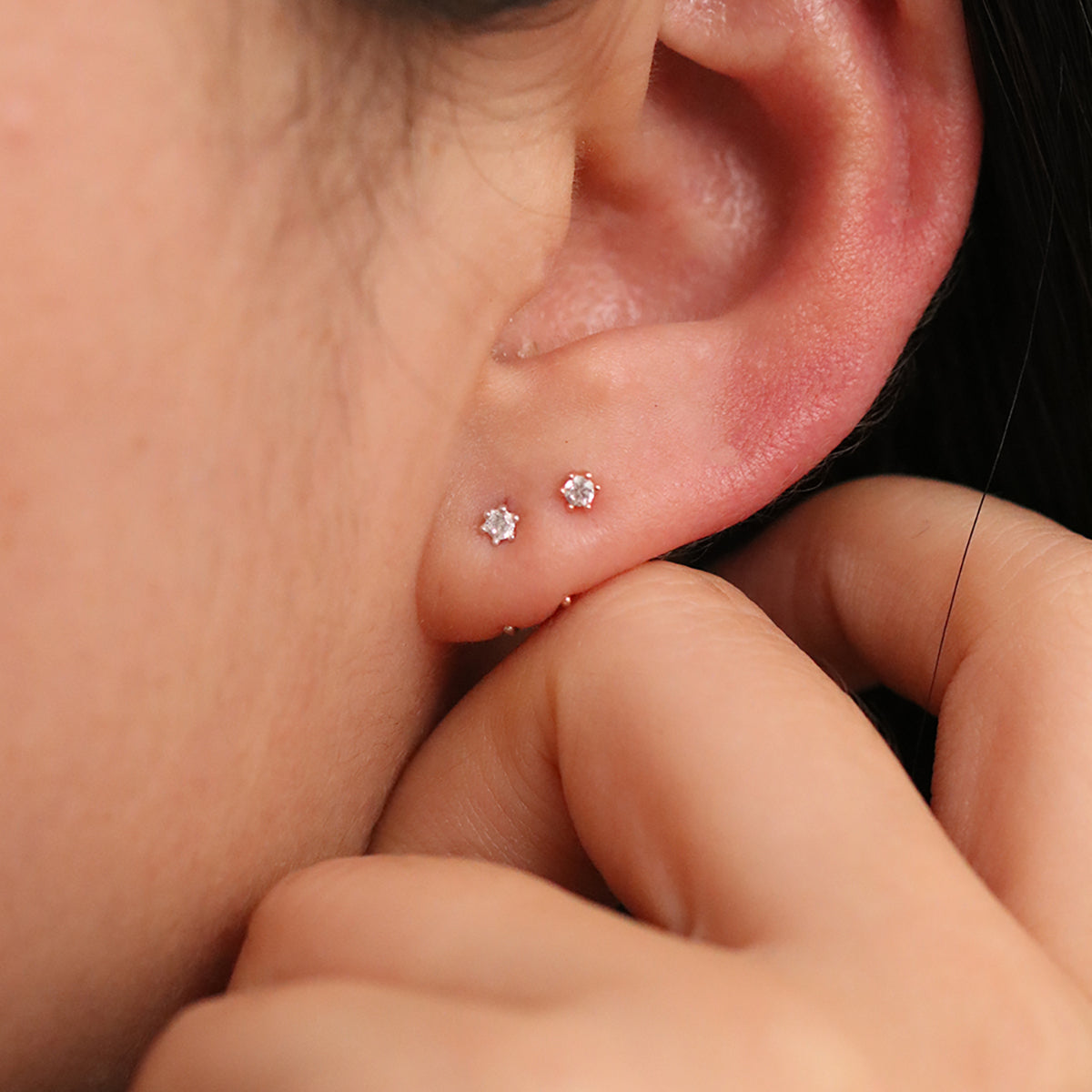 Simple Cubic Open Huggie Earring-4