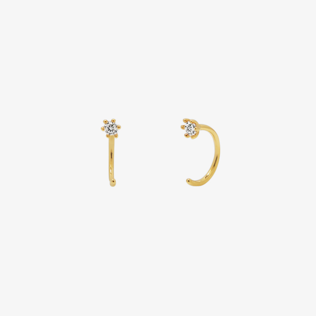 Simple Cubic Open Huggie Earring-0