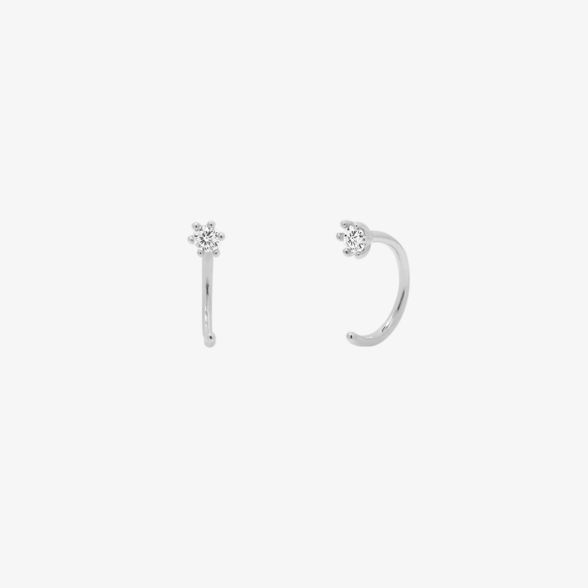 Simple Cubic Open Huggie Earring-5