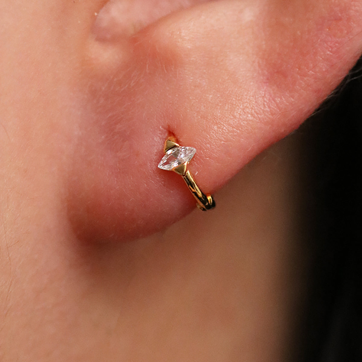 Encased Cubic Huggie Earring-1