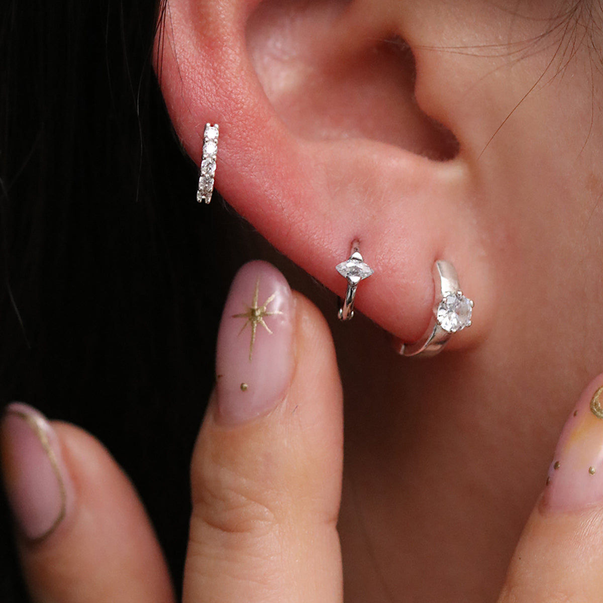 Encased Cubic Huggie Earring-4