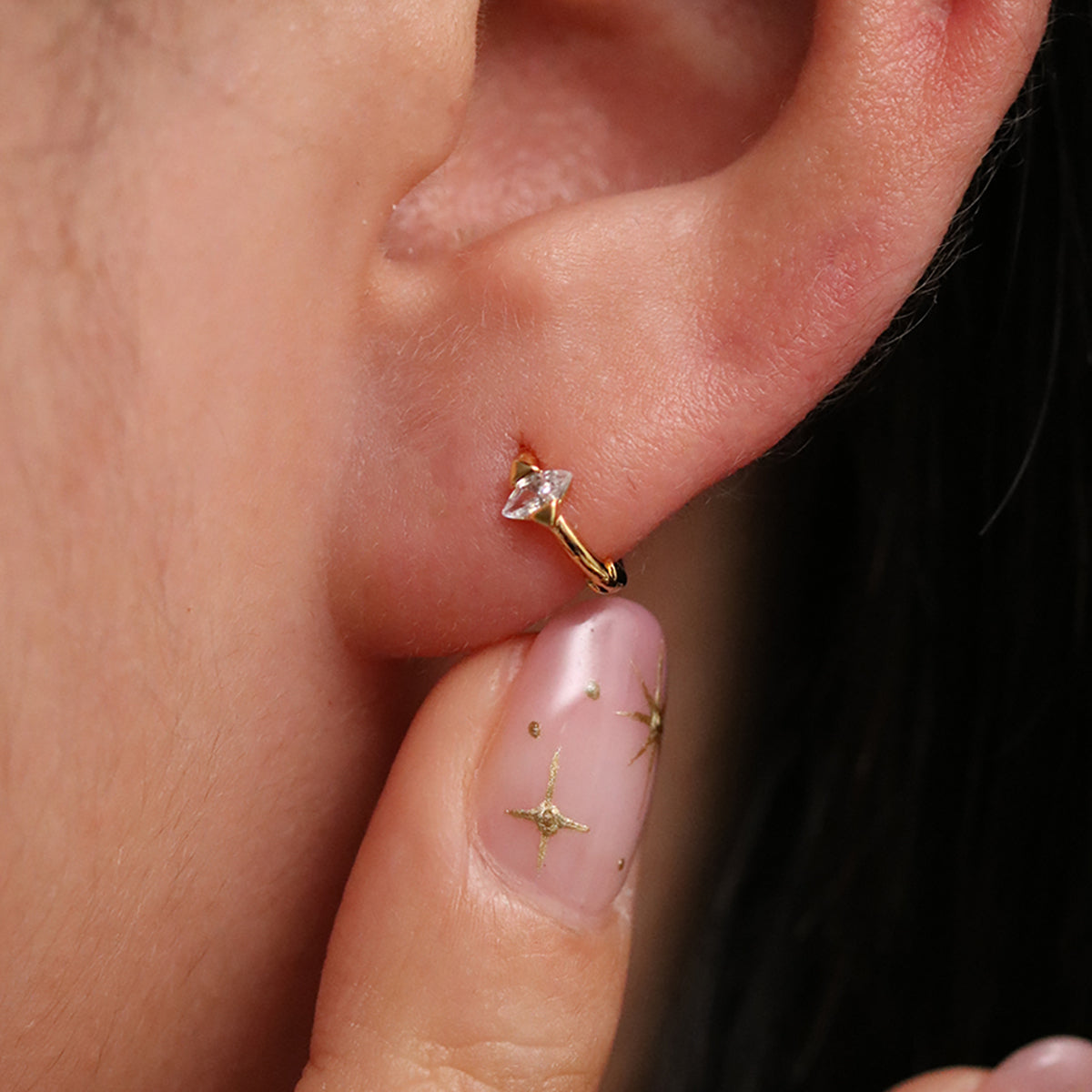 Encased Cubic Huggie Earring-3