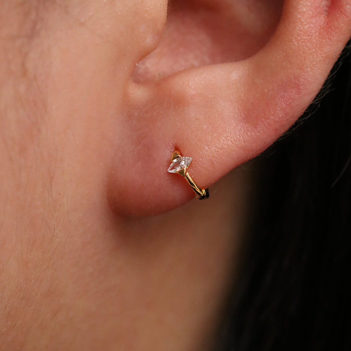 Encased Cubic Huggie Earring-2