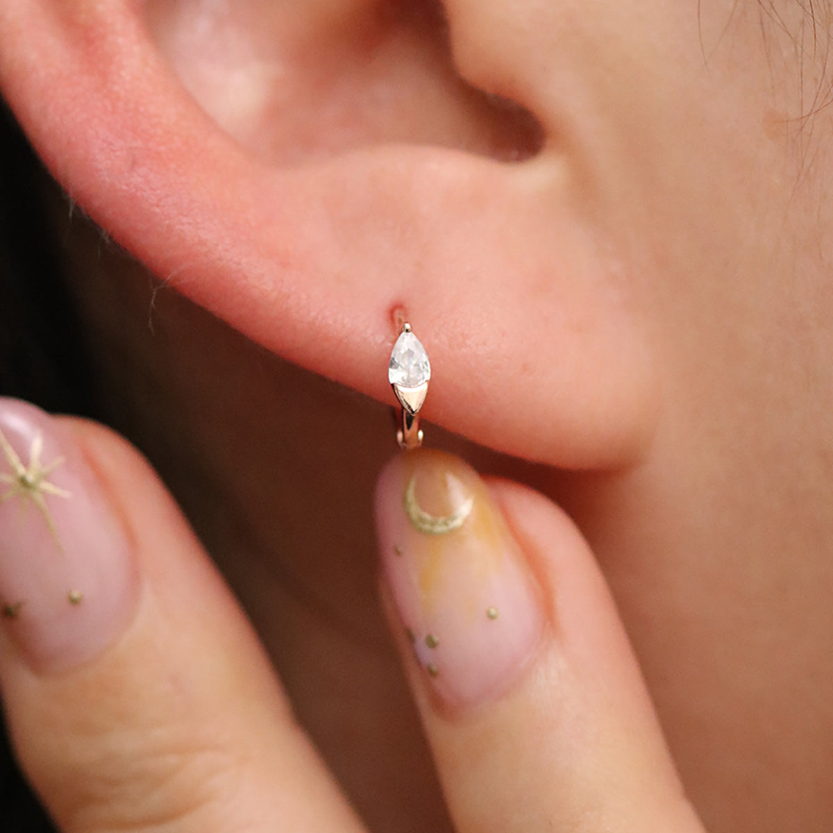 Teardrop Cubic Huggie Earring-1