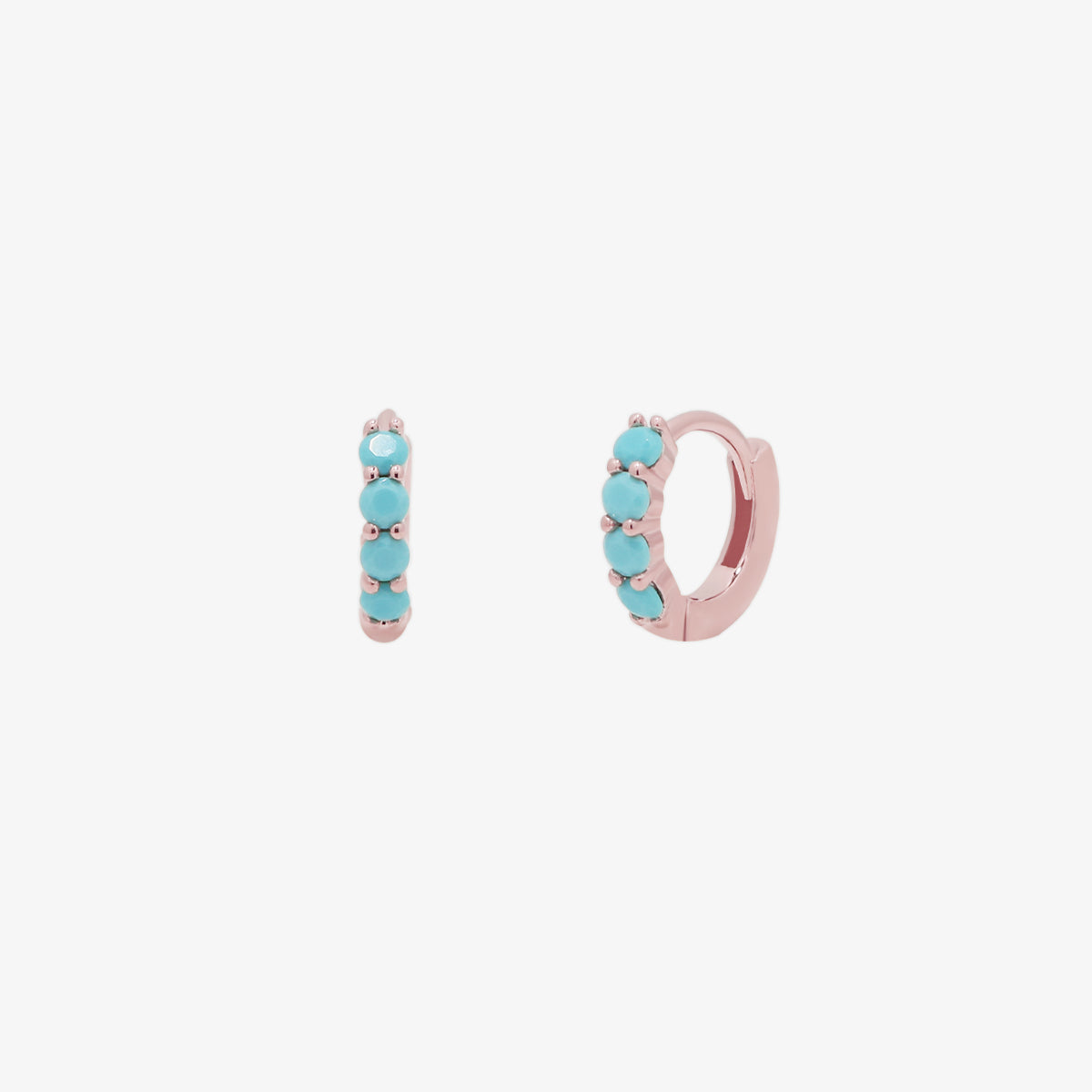 Turquoise Pave Huggie Earring-6
