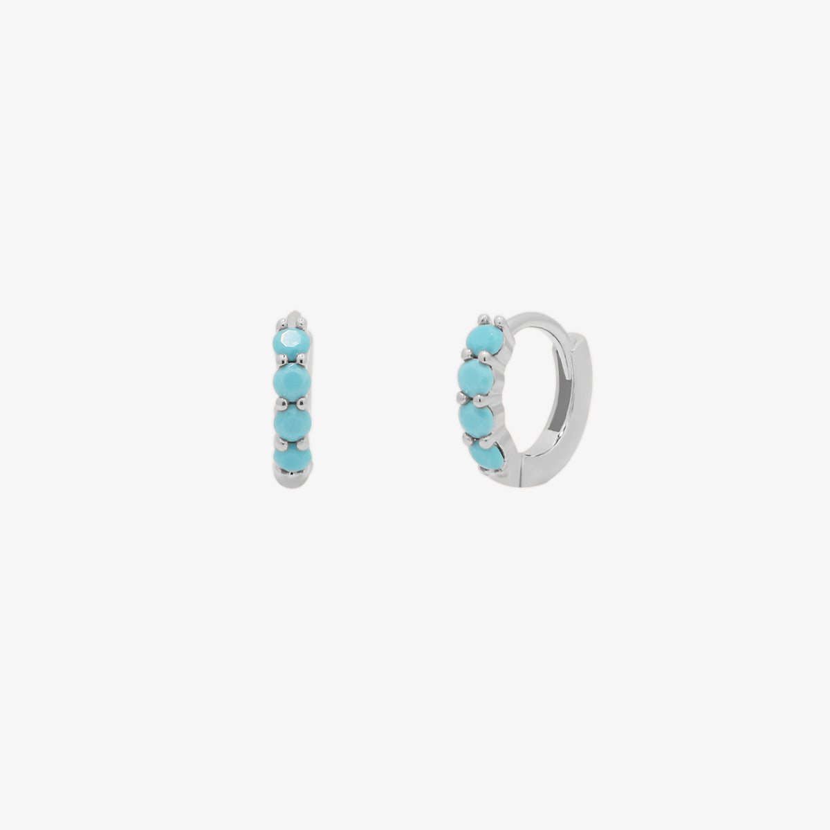 Turquoise Pave Huggie Earring-5
