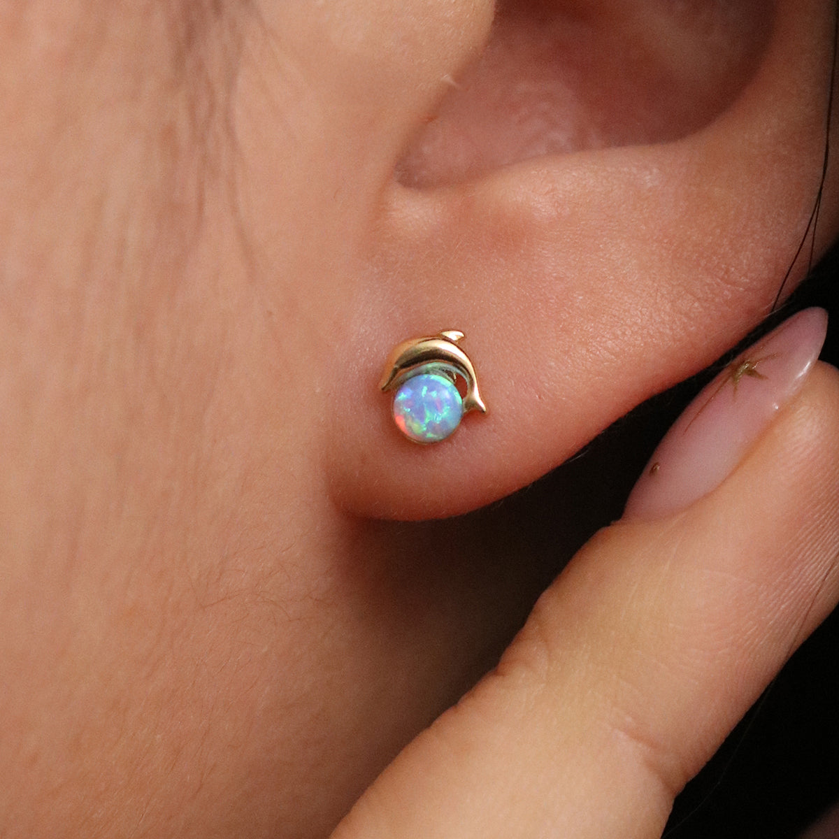 Opal Dolphin earrings-2