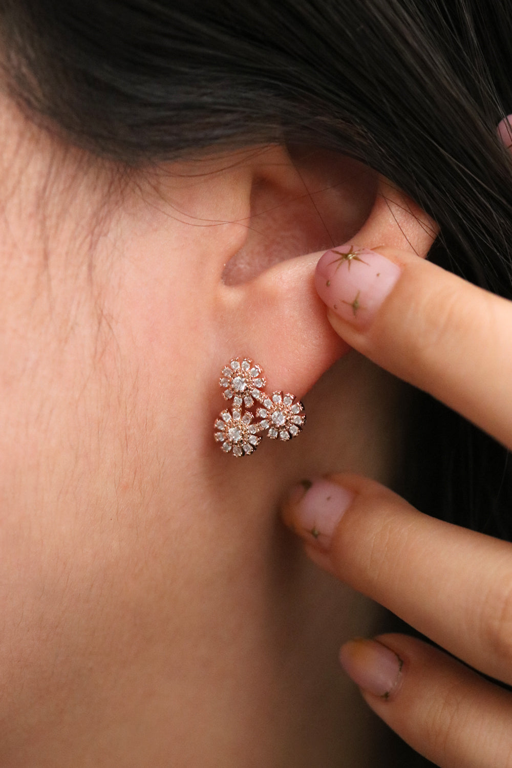 Triangle Flower Stud Earrings-2