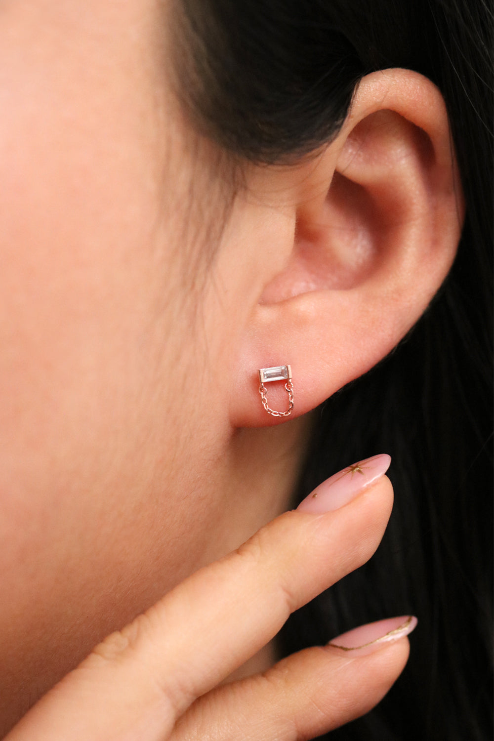 White topaz Chandelier Chain Dangle Earrings-2