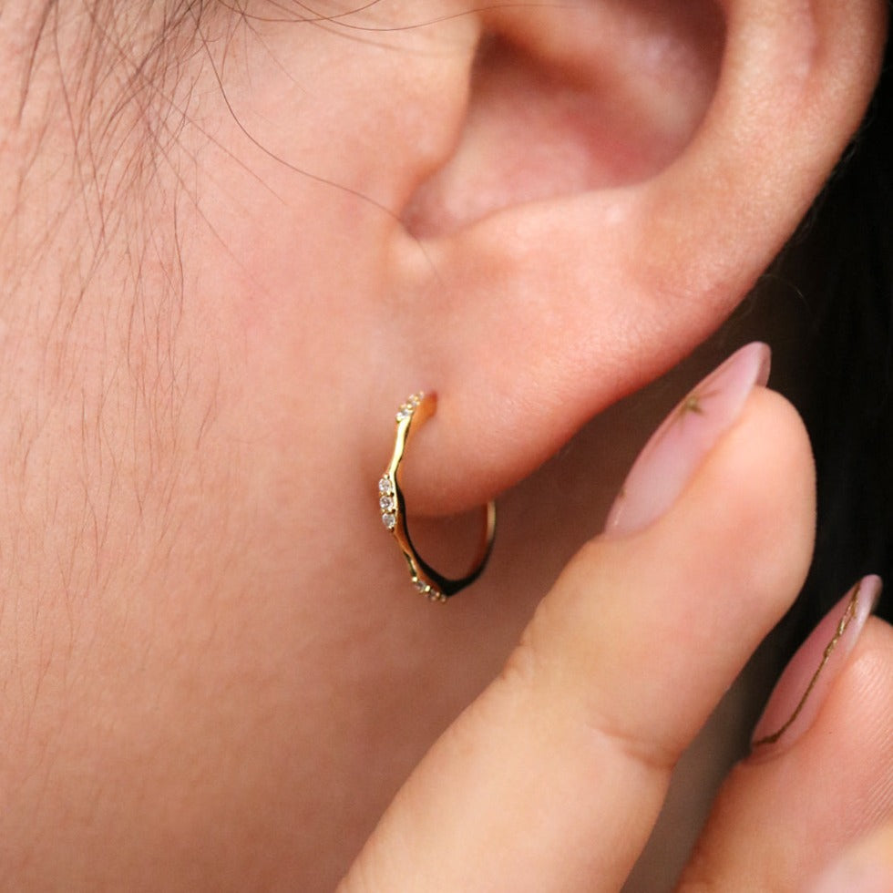 Simple Sparkle Semi-Hoop Earrings-1