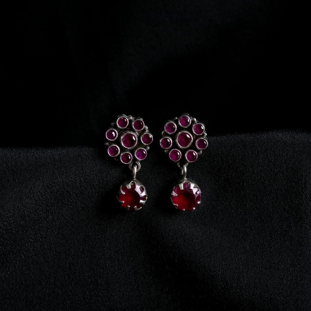 Ruby Floral Drop Earrings-3