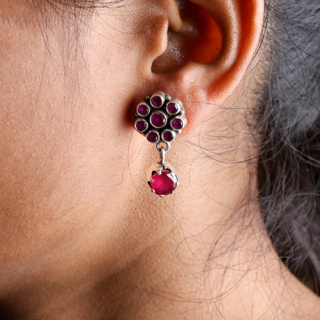 Ruby Floral Drop Earrings-1