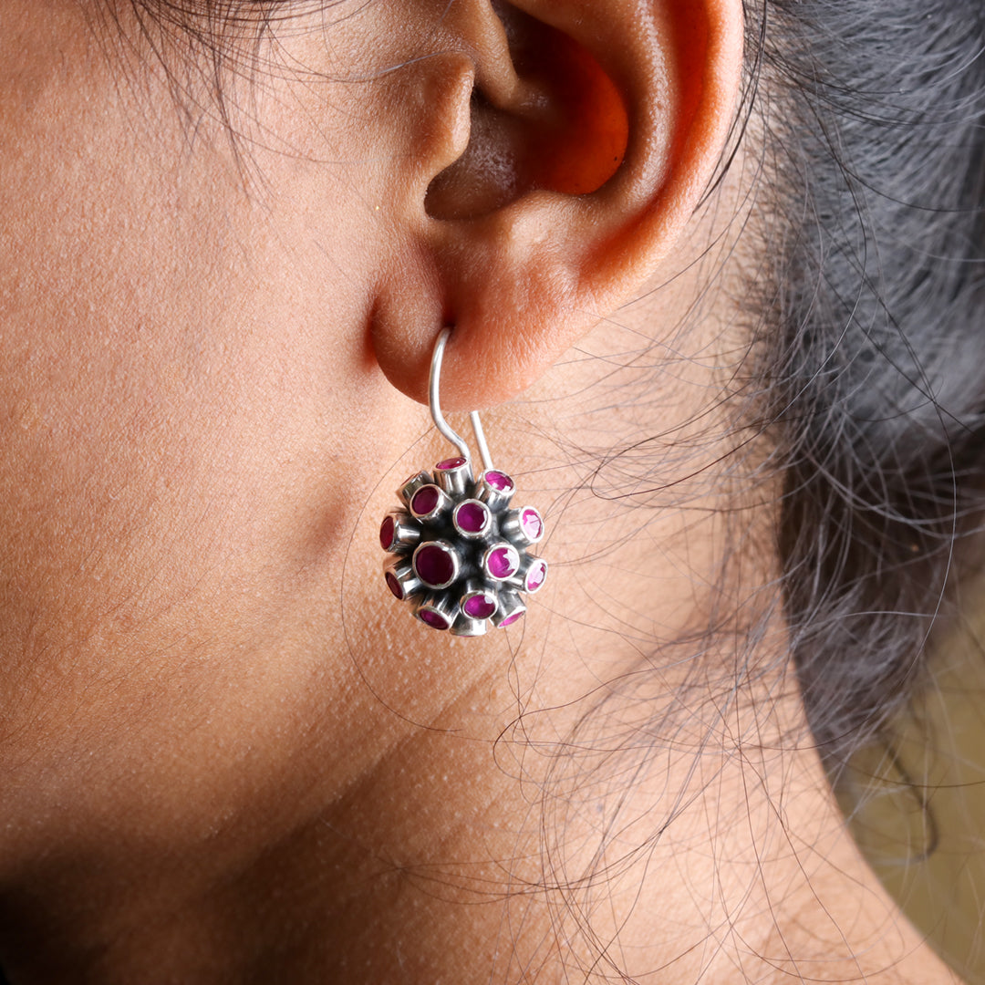 Spiked Hydro Ruby Earrings-2