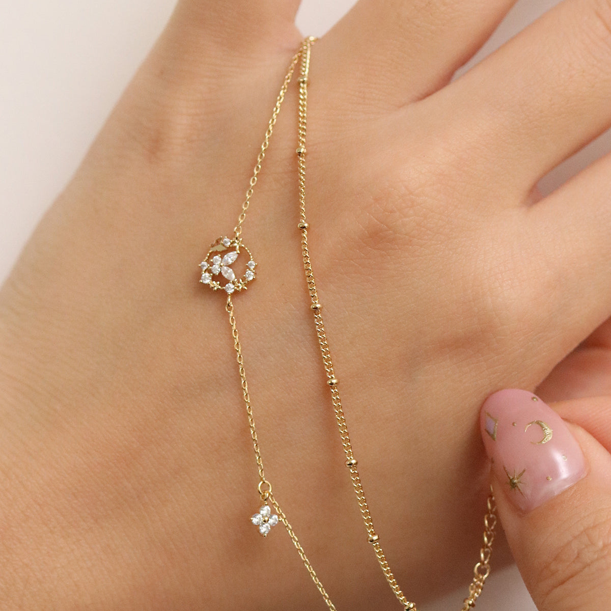 Cubic floral butterfly layered bracelet-1