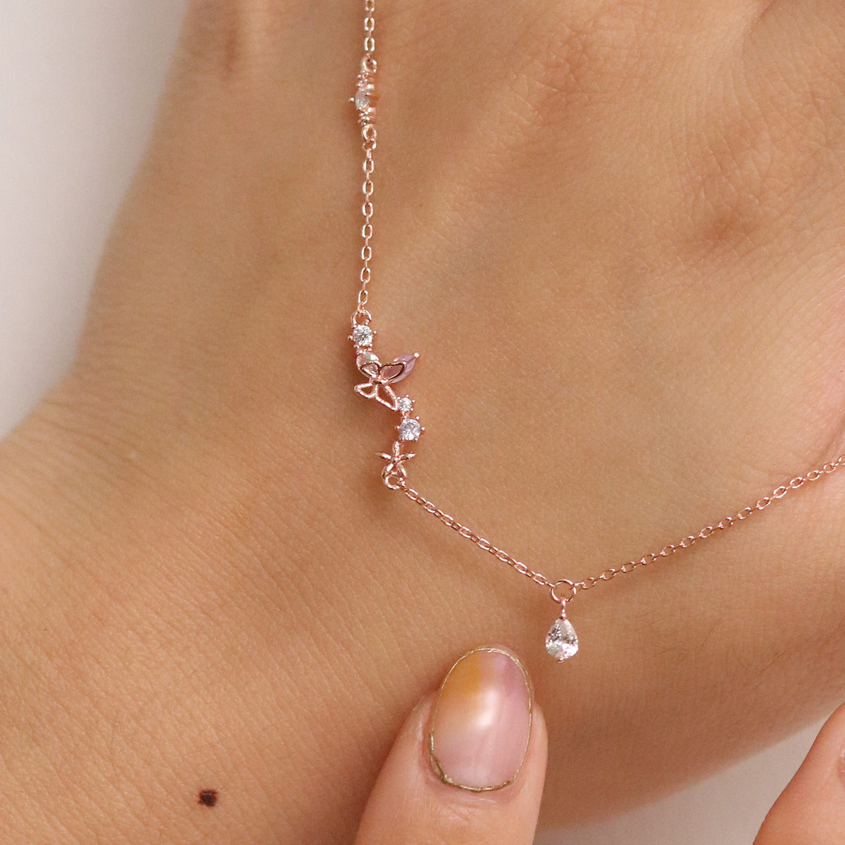 Smoked topaz Cubic Charm butterfly bracelet-3