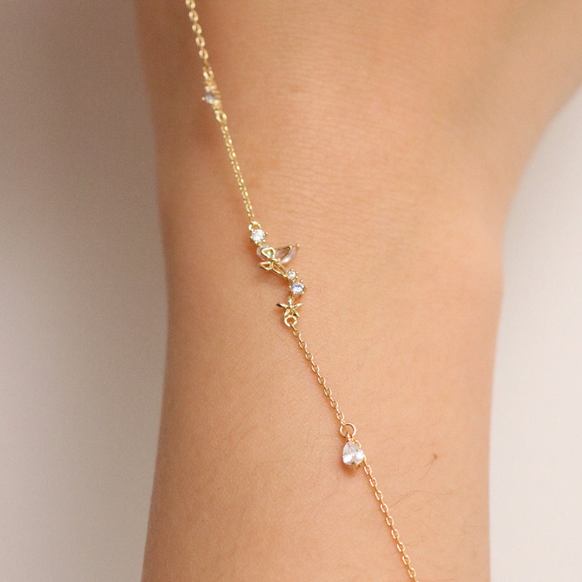Smoked topaz Cubic Charm butterfly bracelet-1