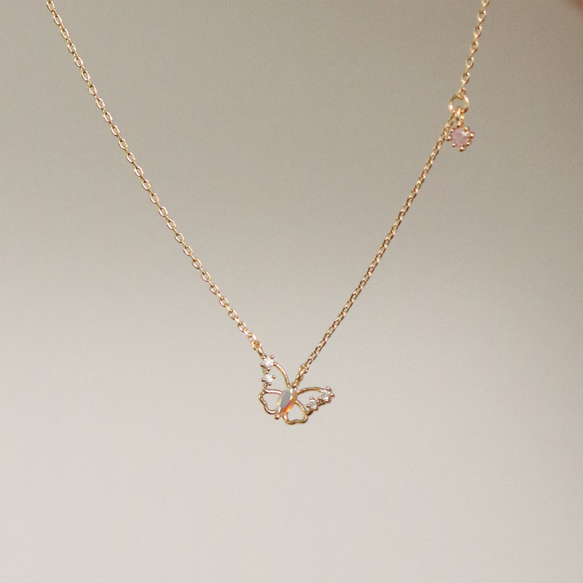 Butterfly cubic drop necklace-1