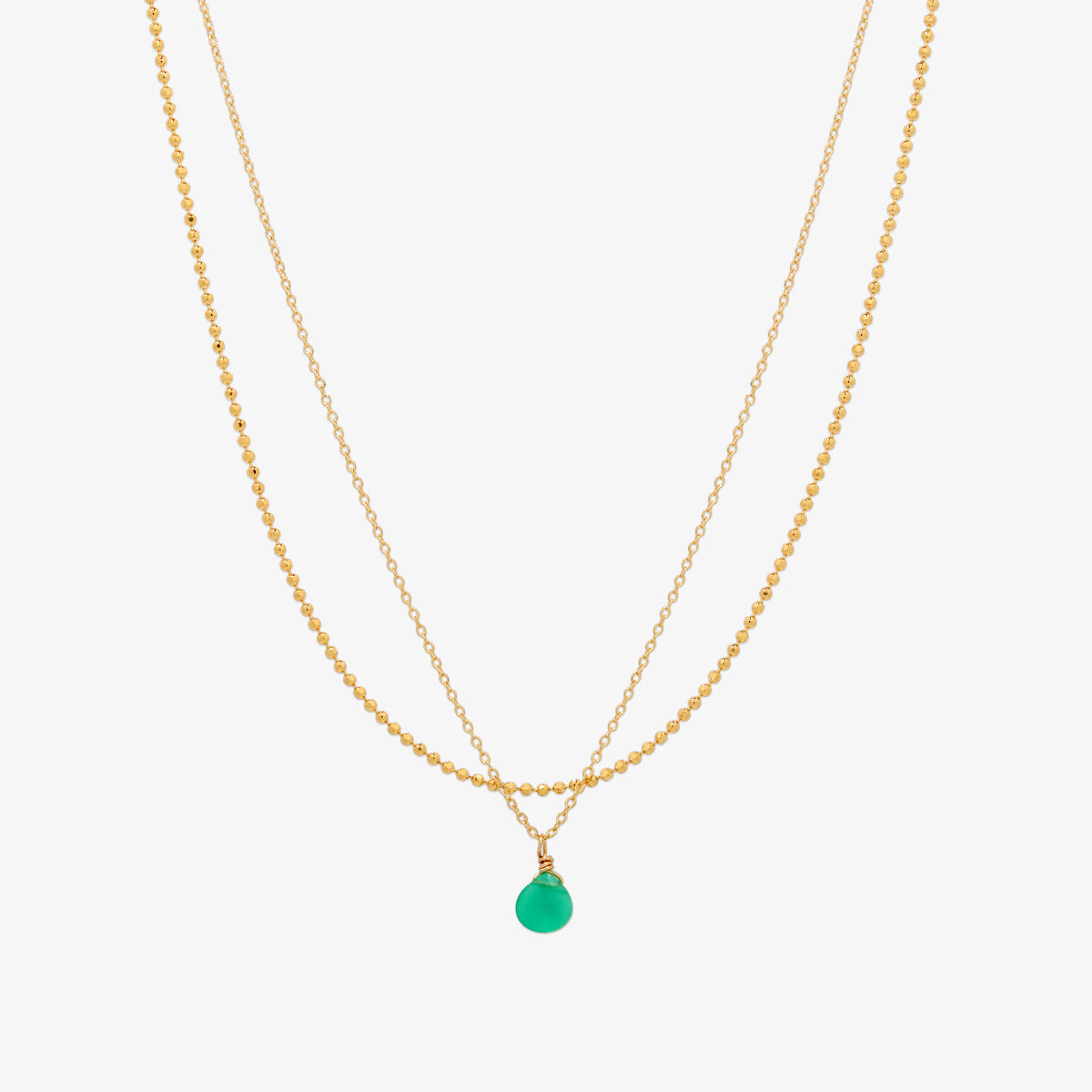 Gemstone two chains layered necklace-0