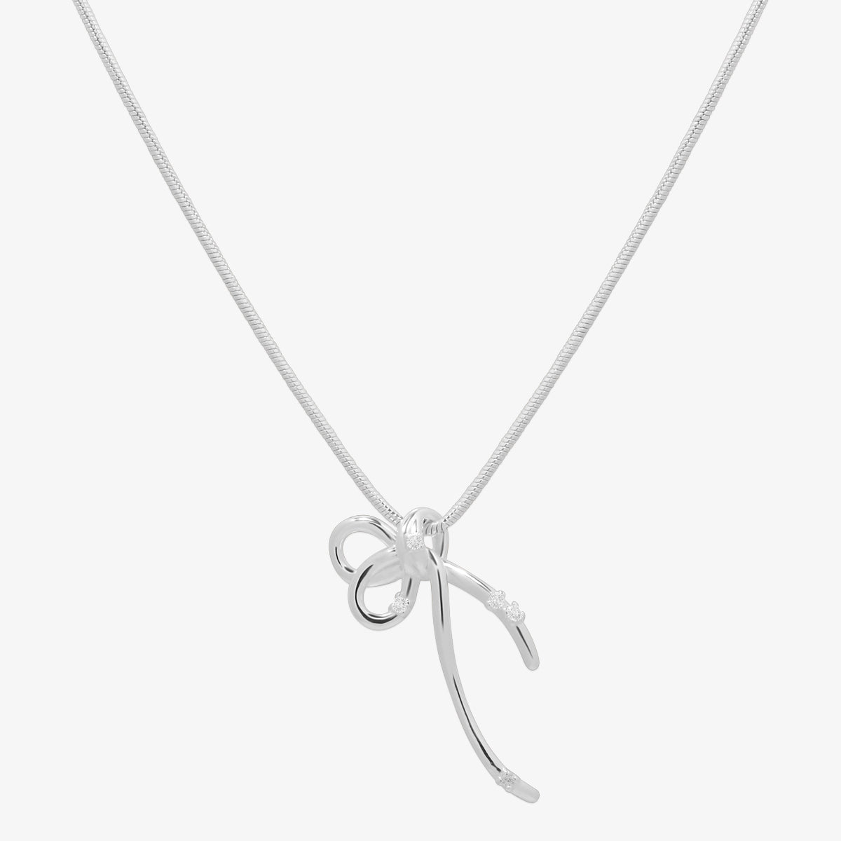 Snake cubic bow necklace-0