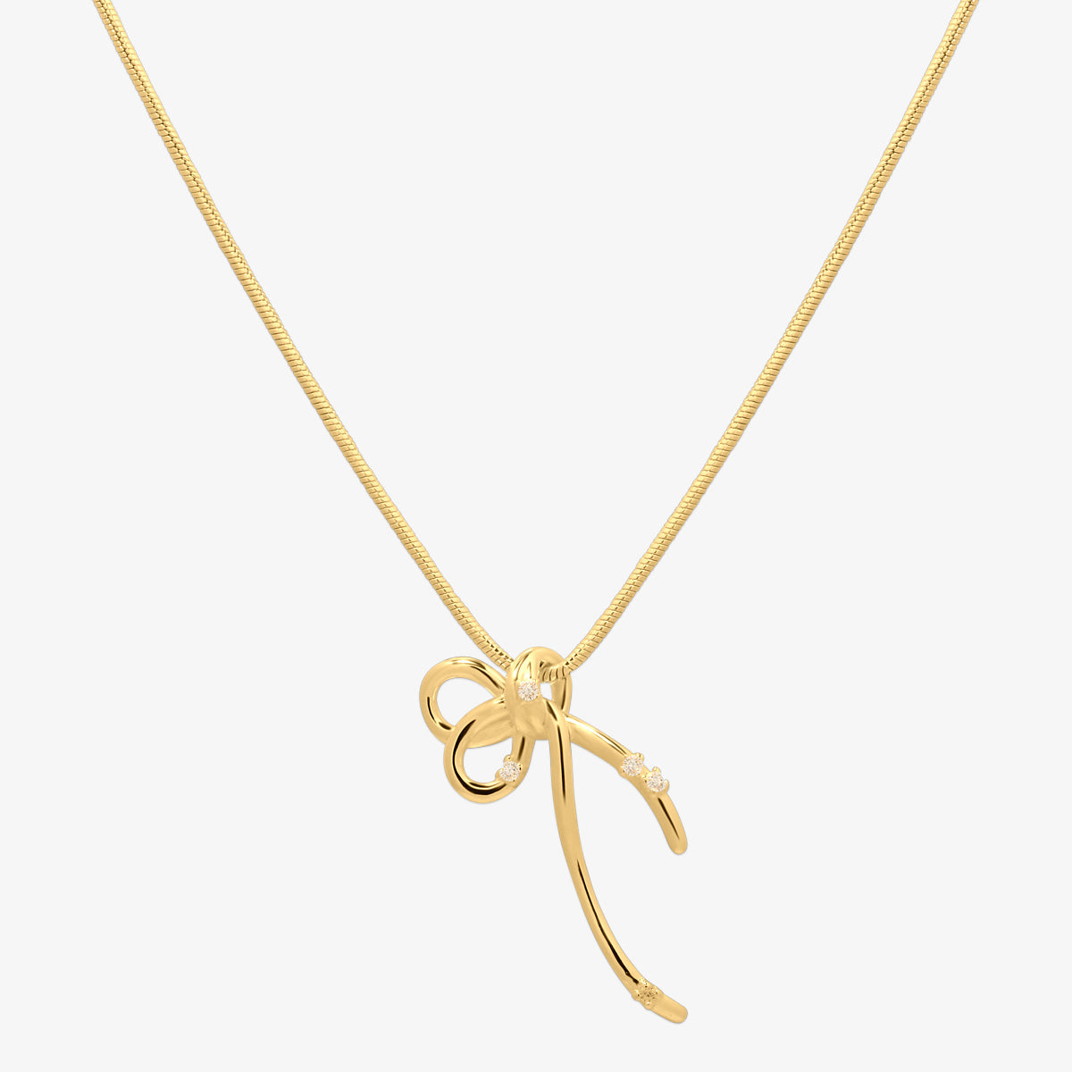 Snake cubic bow necklace-1