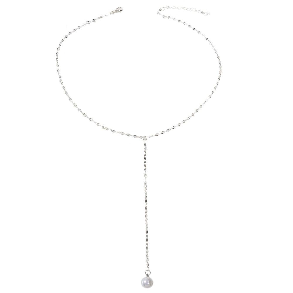 Pearl Silver Tone Long Chain Necklace Tassel Party Jewellery Women Accessories-4
