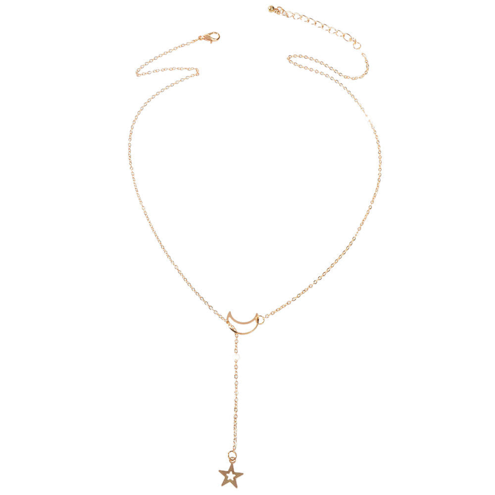 Dangle Y Lariat Crescent Moon Star Drop Charm Necklace Women's Choker Party Gift-3