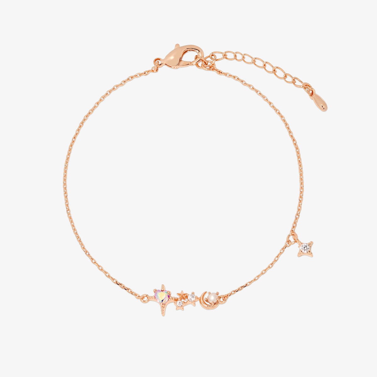 Smoked topaz Cubic Pearl Charm bracelet-6