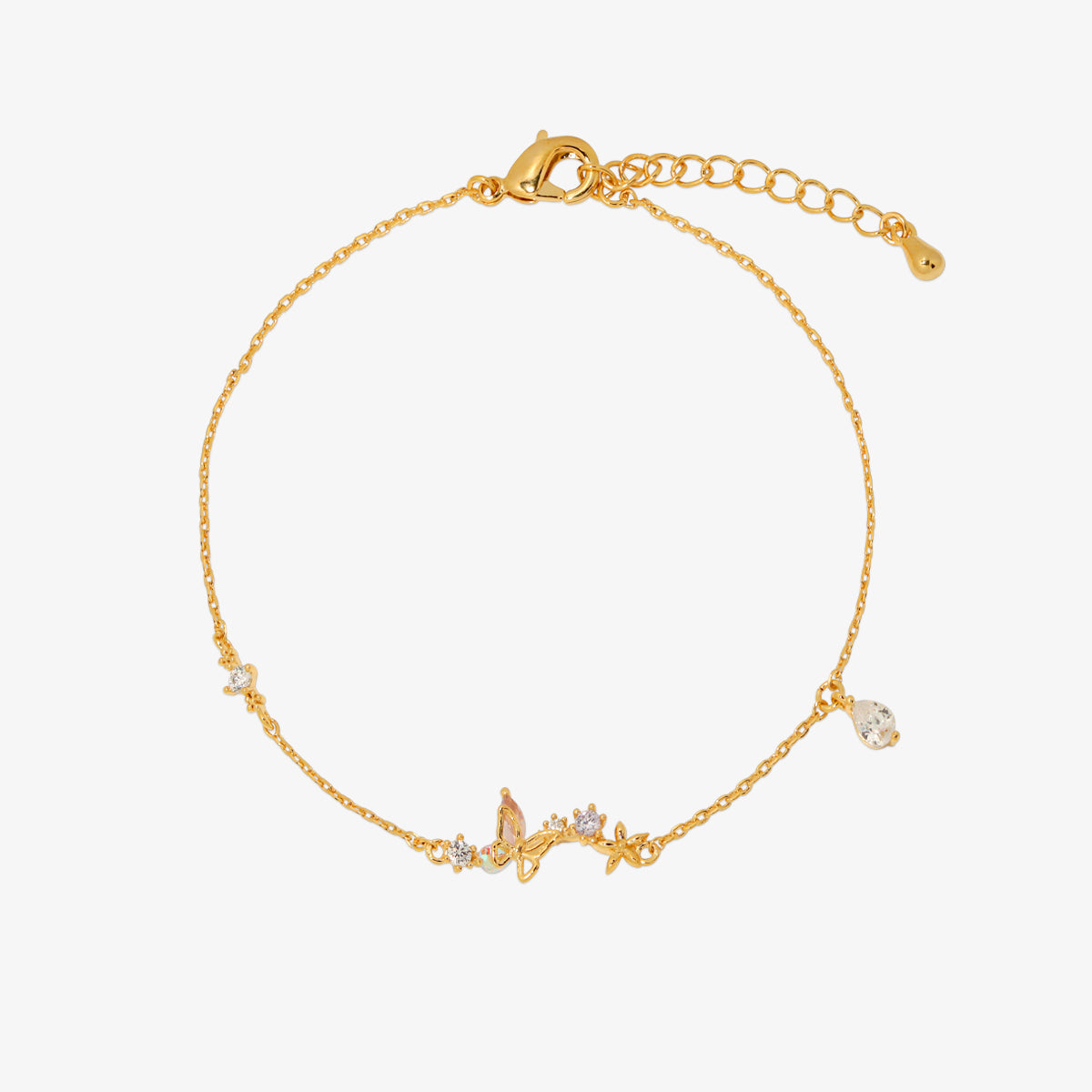 Smoked topaz Cubic Charm butterfly bracelet-0