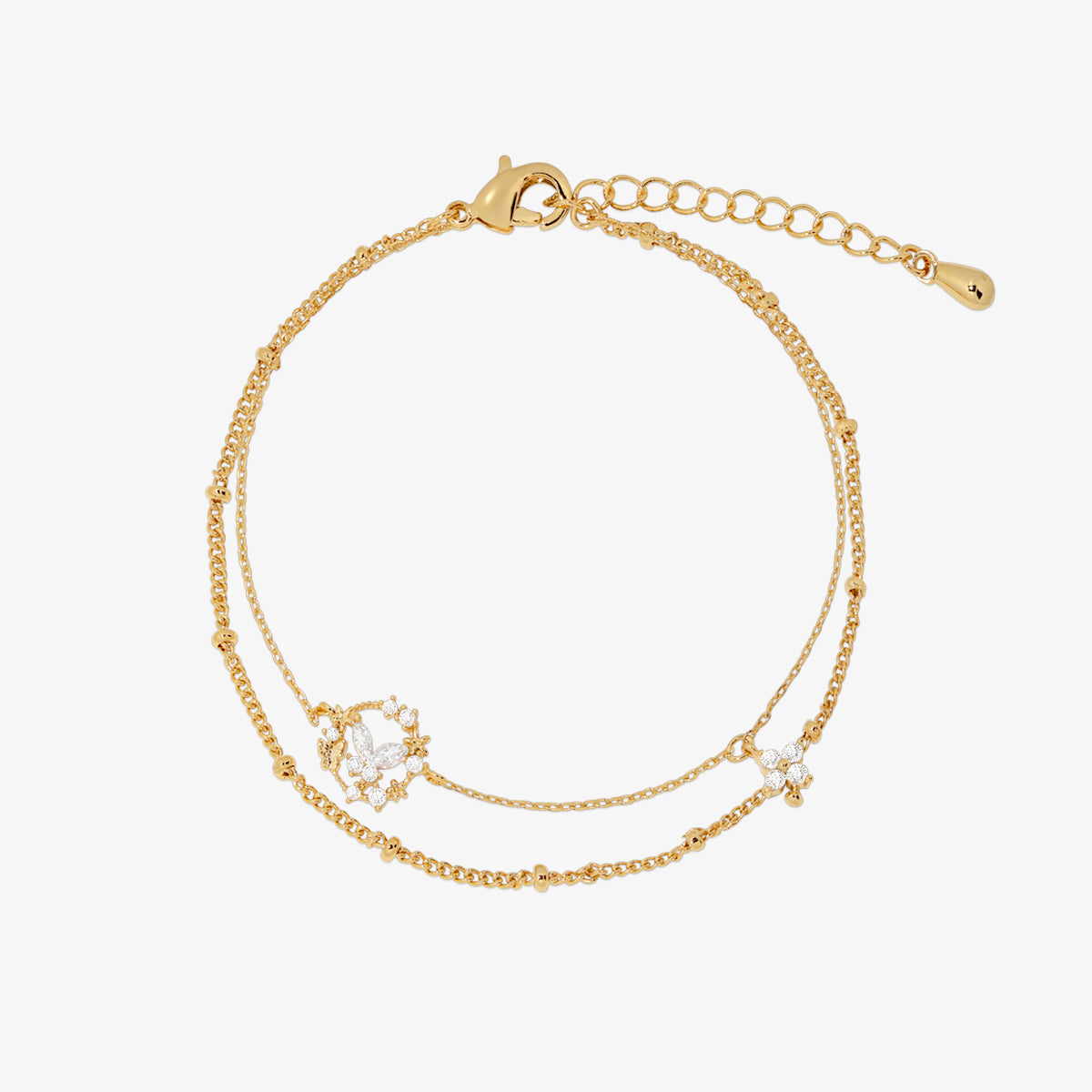 Cubic floral butterfly layered bracelet-0