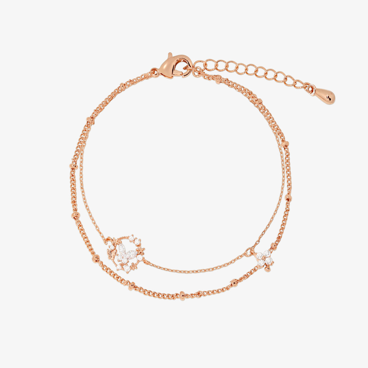 Cubic floral butterfly layered bracelet-5