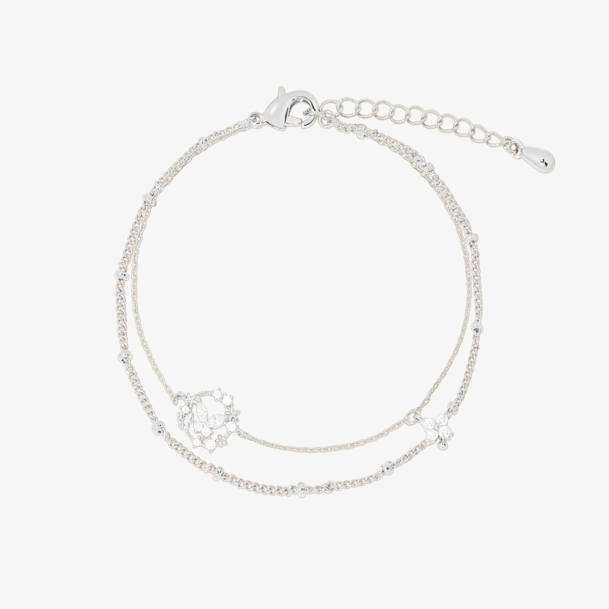 Cubic floral butterfly layered bracelet-4