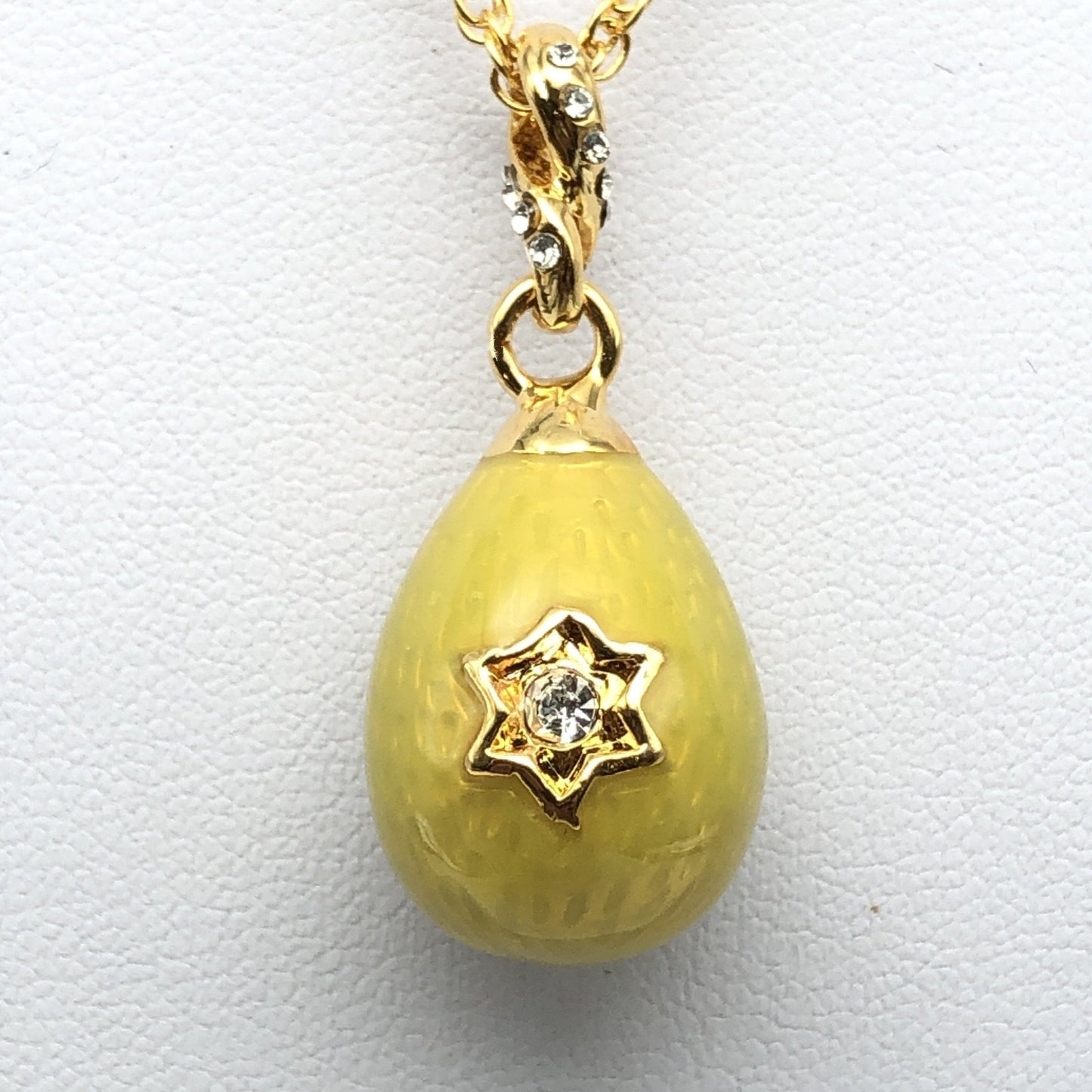 Yellow Egg Star of David Pendant Gold Necklace-0