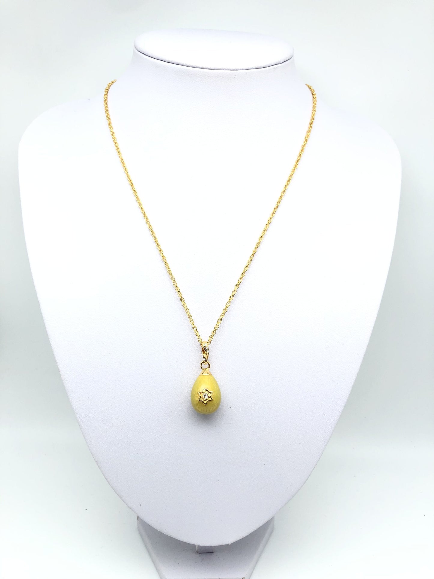 Yellow Egg Star of David Pendant Gold Necklace-2