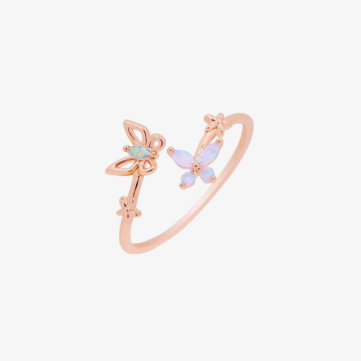 Smoky topaz moonstone butterfly ring-6