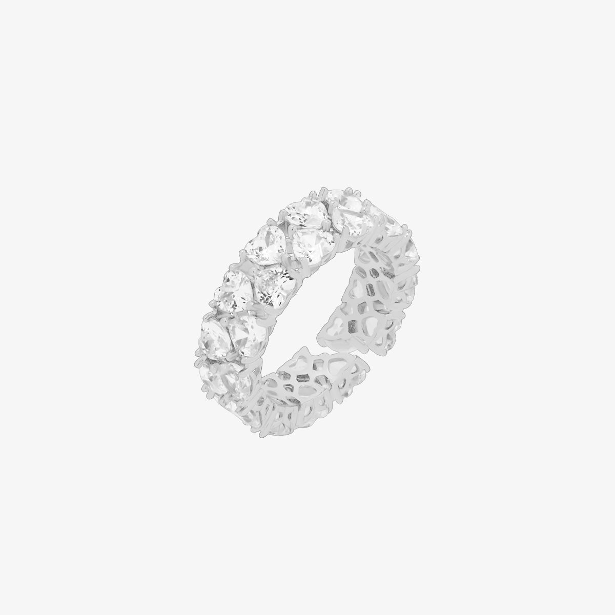 Chunky Heart Sparkle Adjustable Ring-5