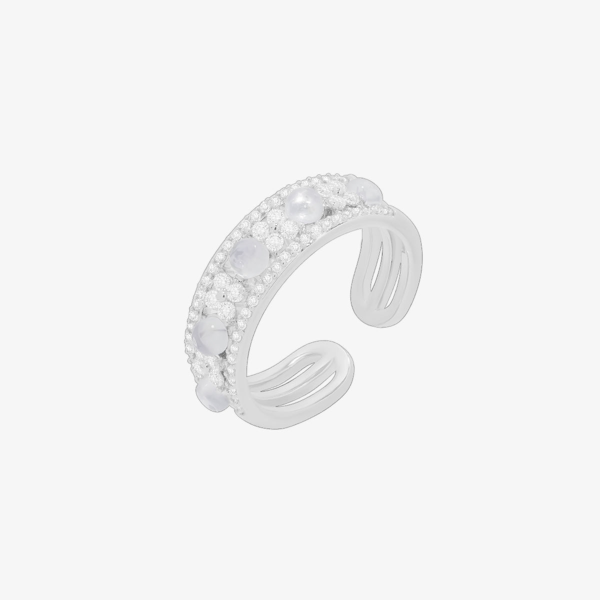Moonstone flower layered ring-5