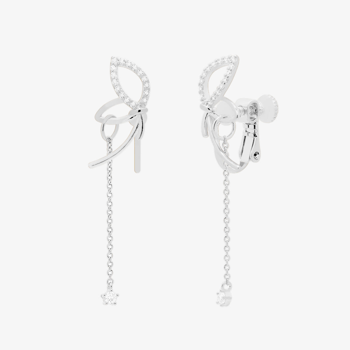 Angled knot drop clip on earrings-5