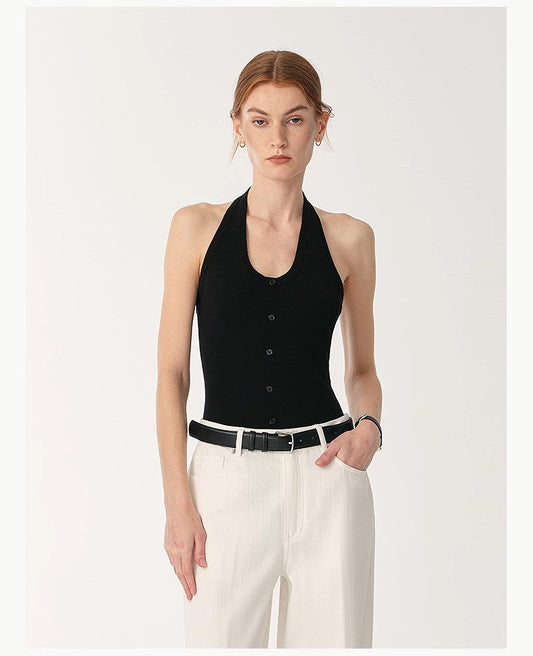 German Yangzi 48S machine washable wool all-match halter neck jumpsuit for women-0