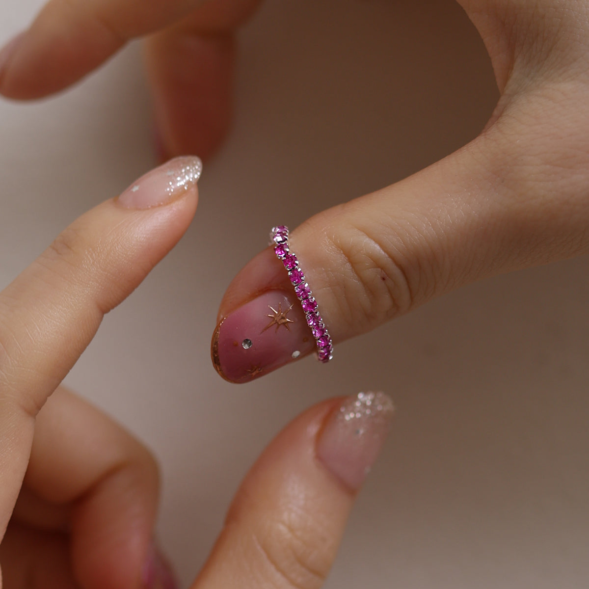 Stretchable tennis chain ring-14
