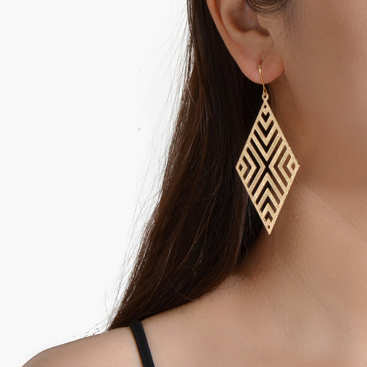 Hollow out Geometric Rhombus Drop Earrings Chic Ear Hook Boutique Jewellery-0
