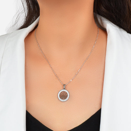 Engagement Jewellery Gift Full Rhinestone Silver Circle Crown Pendant Necklace-0