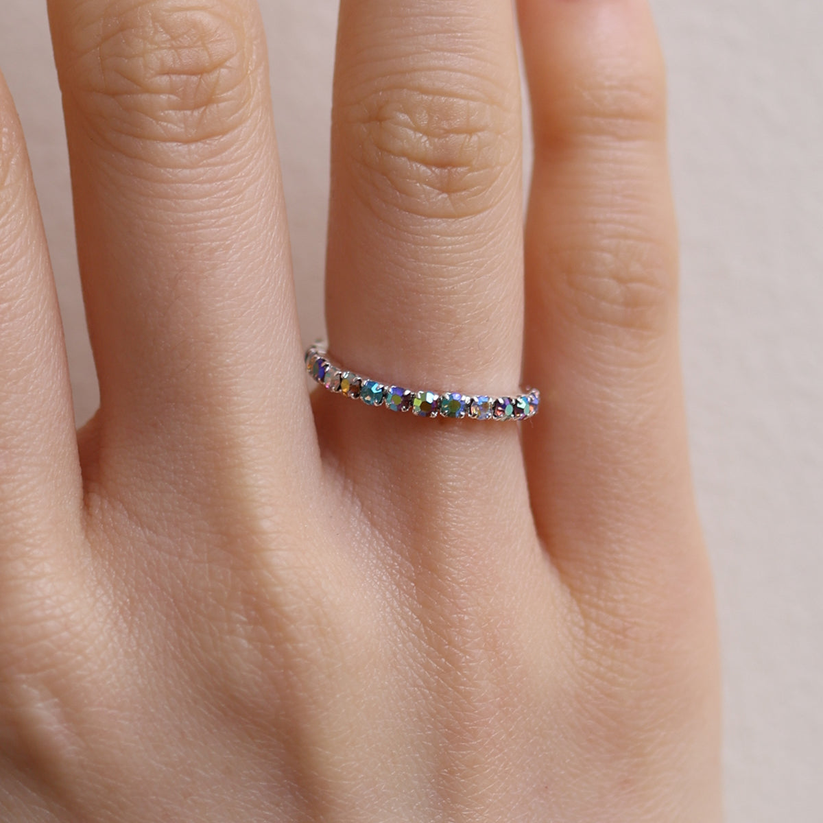 Stretchable tennis chain ring-31