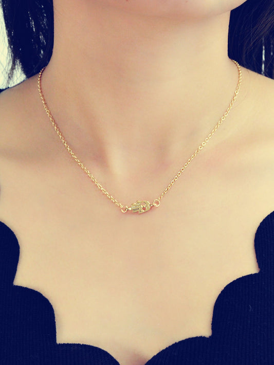 Minimalist Gold Silver Chain Hand Pendant Necklace Funny Gifts for Best Friends-0