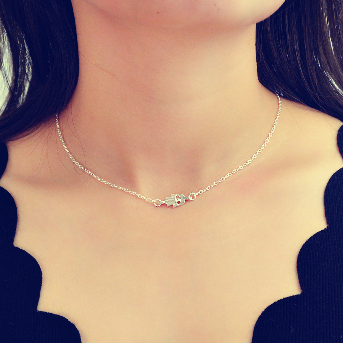Minimalist Gold Silver Chain Hand Pendant Necklace Funny Gifts for Best Friends-5