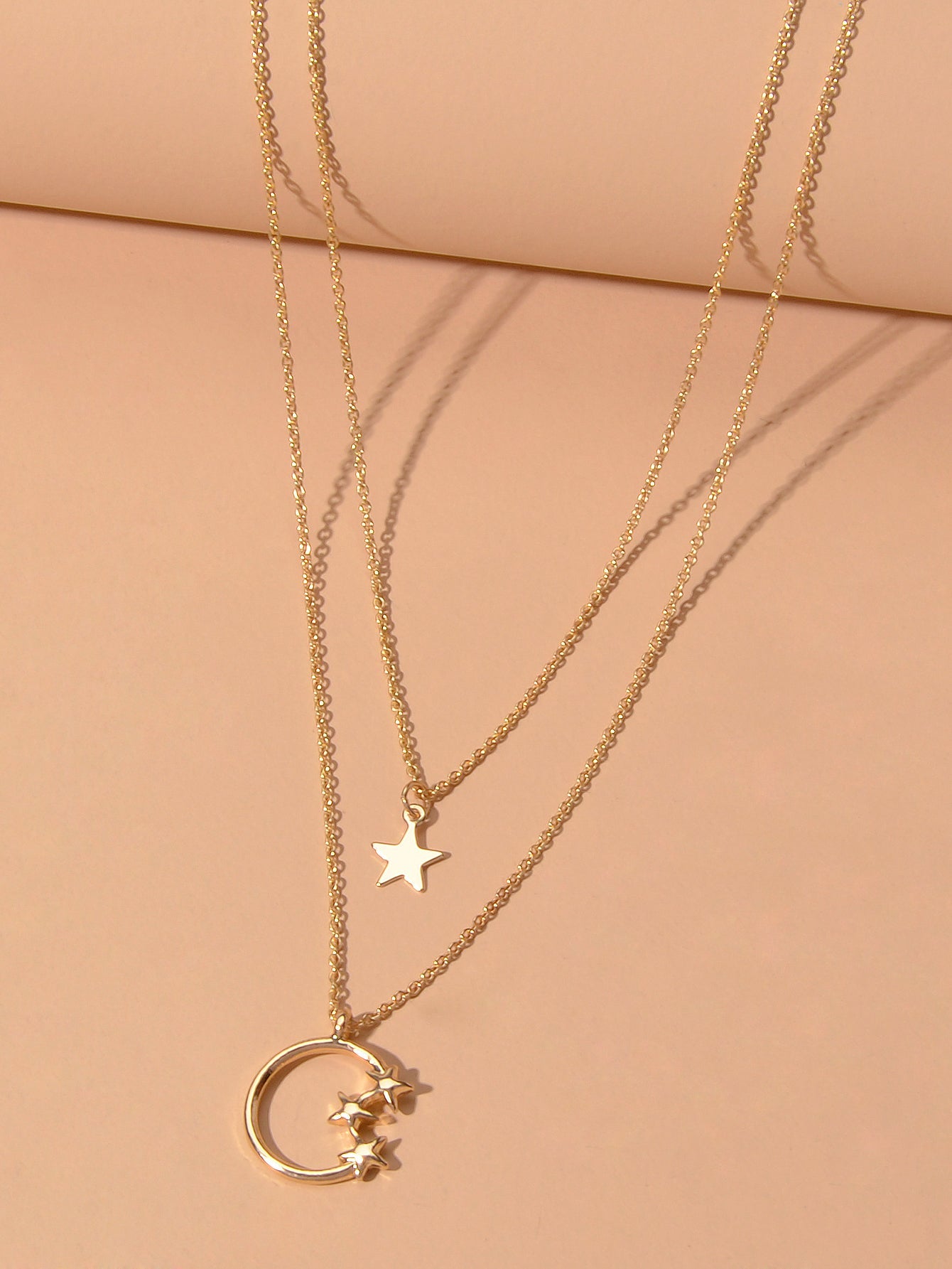 Awesome Jewelry Double layer Chain Star Circle Pendant Necklace Engagement Gift-1